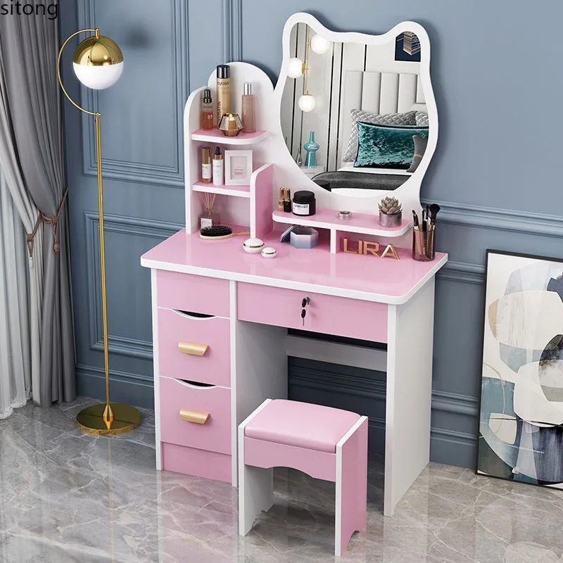 Dressing table, bedroom, simple and modern makeup table, mirror, bedside storage cabinet, fashionable internet celebrity Instagr