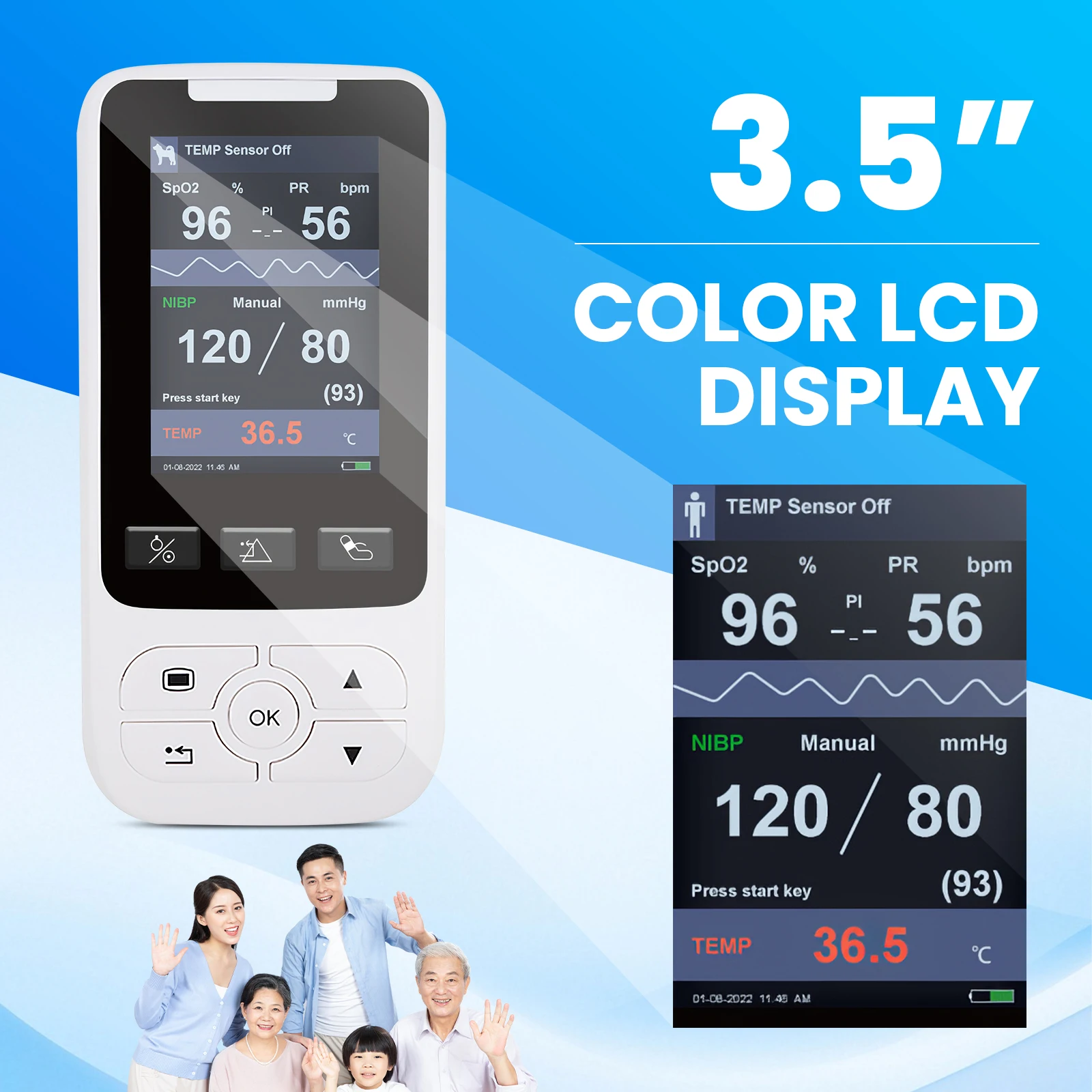 Portable Vital Signs Monitor Hospital Clinical Multiparameter Rate Patient Monitor SPO2 PR NIBP TEMP Human Nursing Equipment