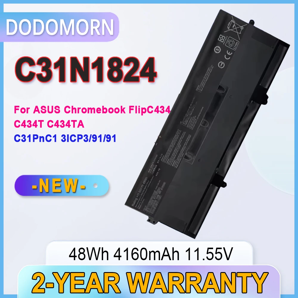 

Новый аккумулятор для ноутбука DODOMORN C31N1824 для ASUS Chromebook Flip C434C434T C434TA C31PnC1 Series 3ICP3/91/91, высокое качество, 11,55 В