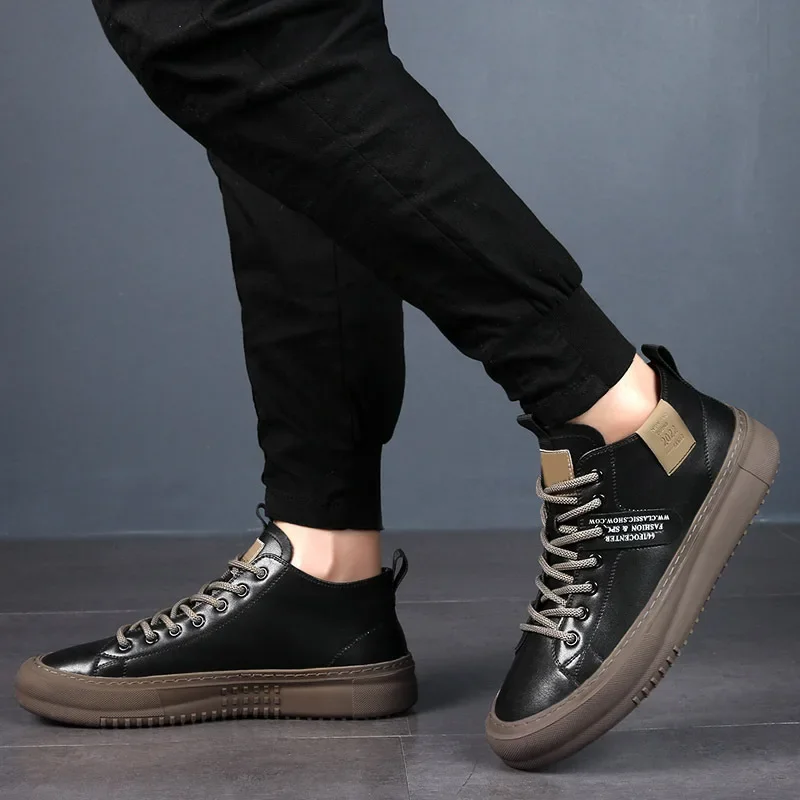 Sneakers Fashion Man Leather Men\'s  Flat Shoes Height Increasing Shoes Lace-Up High Quality Men Sneakers for Men Luxury 2023