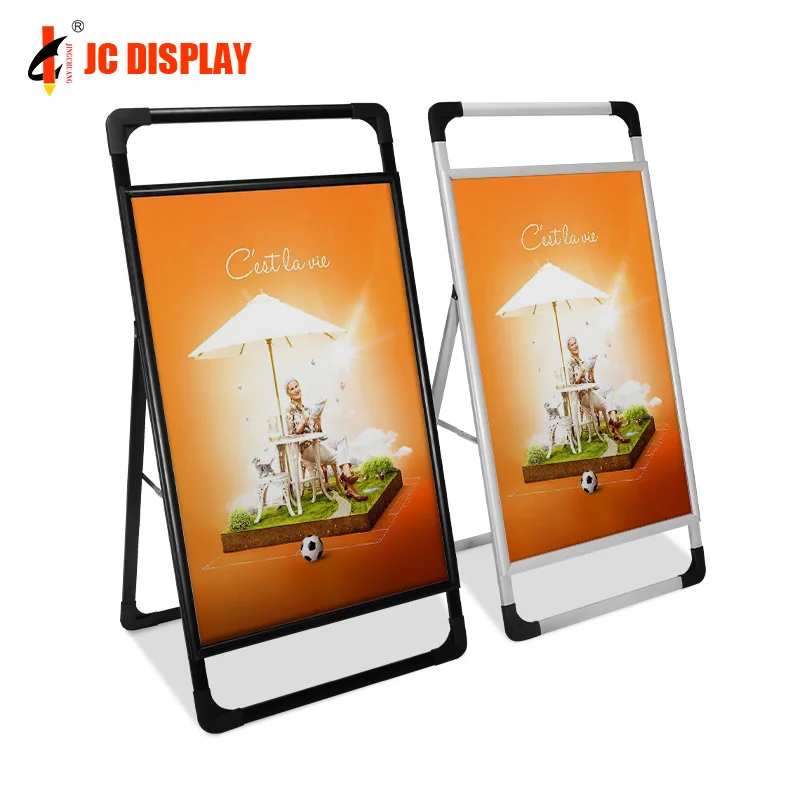 

customized.A Frame Advertising Board Double Sided Iron Poster Stand Folding Luxury A Frame Pavement Heavy Duty