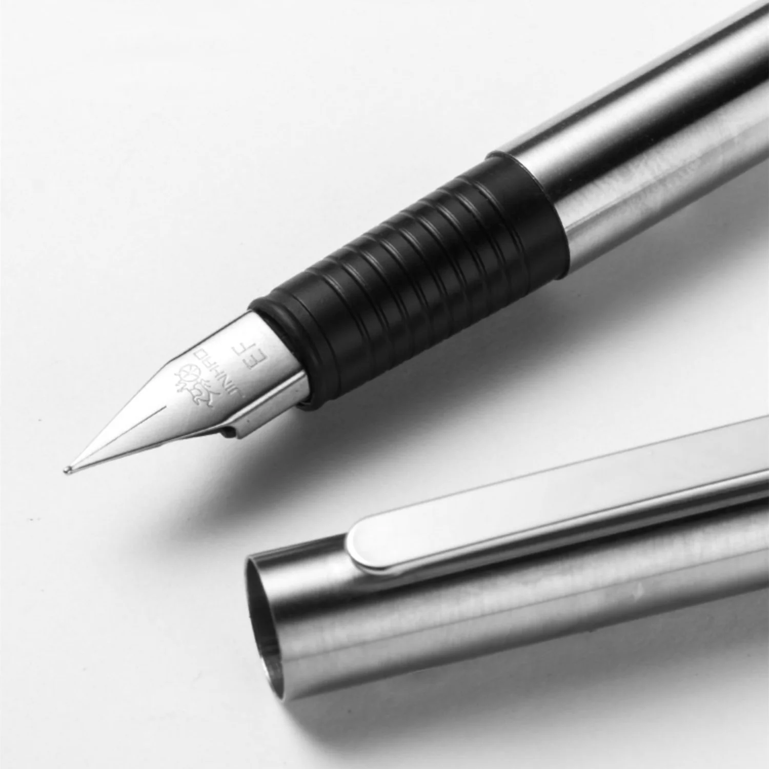 Jinhao 65 Fountain Pen Matte Black All Steel Barrel Extra Fine Nib Ink Pens for Writing Calligraphy F7108