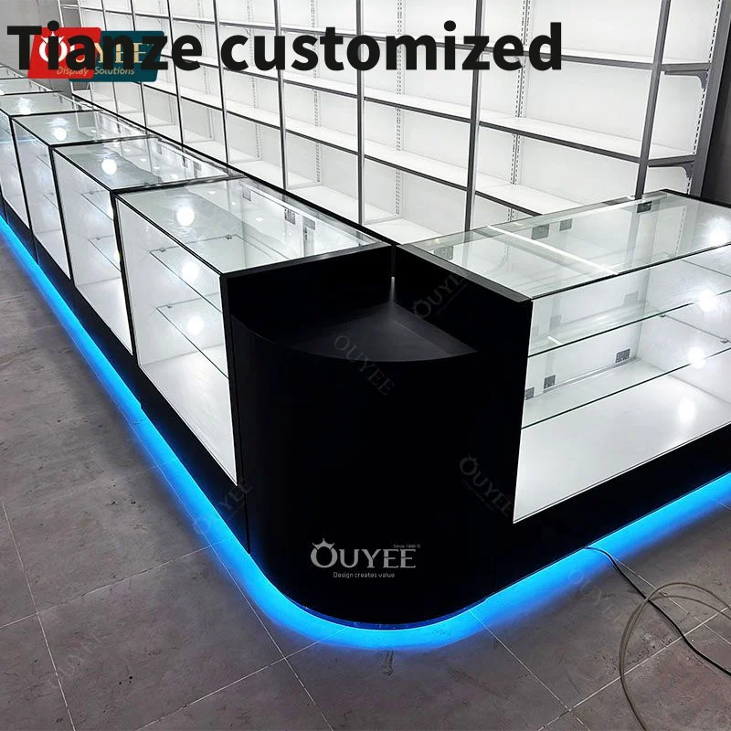 

Customized-High Quality Led Shelf Display Glass Counter Shelves Cigar Cabinet Smoke Shop Lighting Smoke Shop Custom