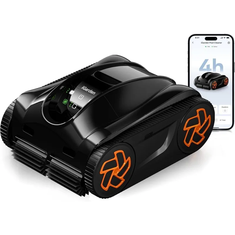 

iGarden Pool Cleaner Robot, 4H Cordless Robotic Pool Vacuum for Inground & Above Ground Pools, Smart Navigation & AI Timer