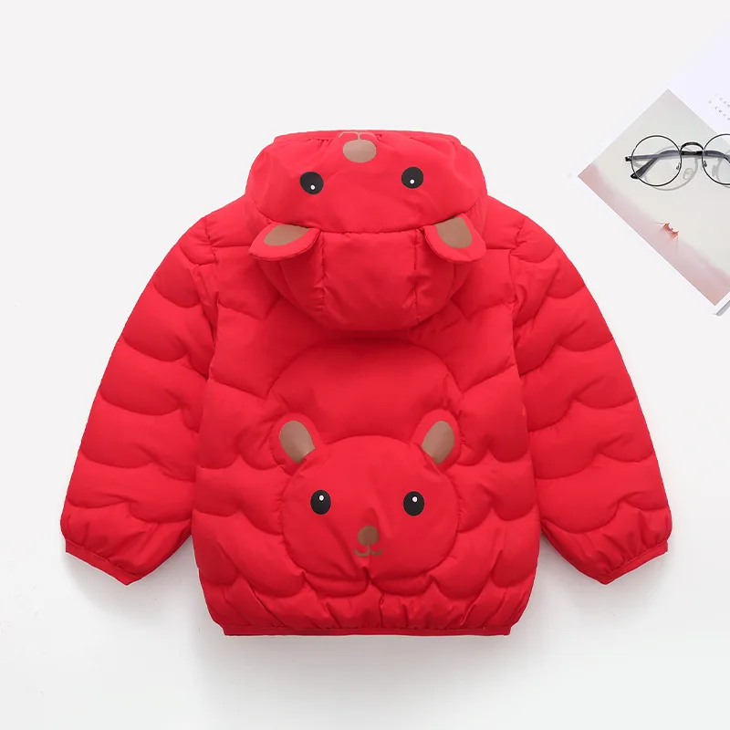 2 3 4 5 Years Autumn Winter Girls Jackets Cute Bear Keep Warm Fashion Boys Coat Hooded Zipper Baby Outerwear New Kids Clothes