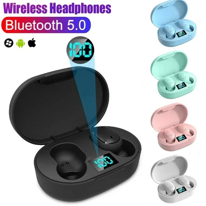 E6S TWS Wireless Bluetooth Headset Waterproof Noise Cancelling LED Earbuds with Mic Wireless Headphones Bluetooth Earphones