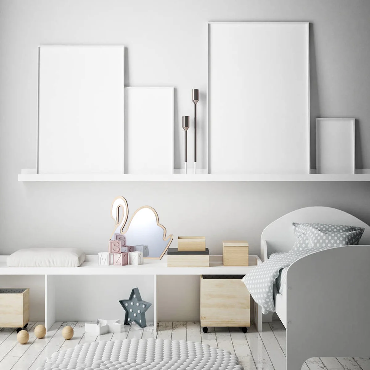 

For Cute Wooden Small Swan Small Decorative Mirror For Nursery Room Mirror Decor Khaki