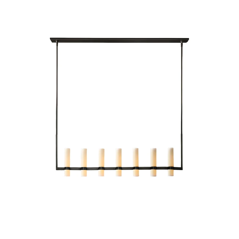 سلسلة أمريكية زجاج أبيض خطي أسود E14 LED مصابيح معلقة بريق تعليق الإنارة مصباح لغرفة الطعام