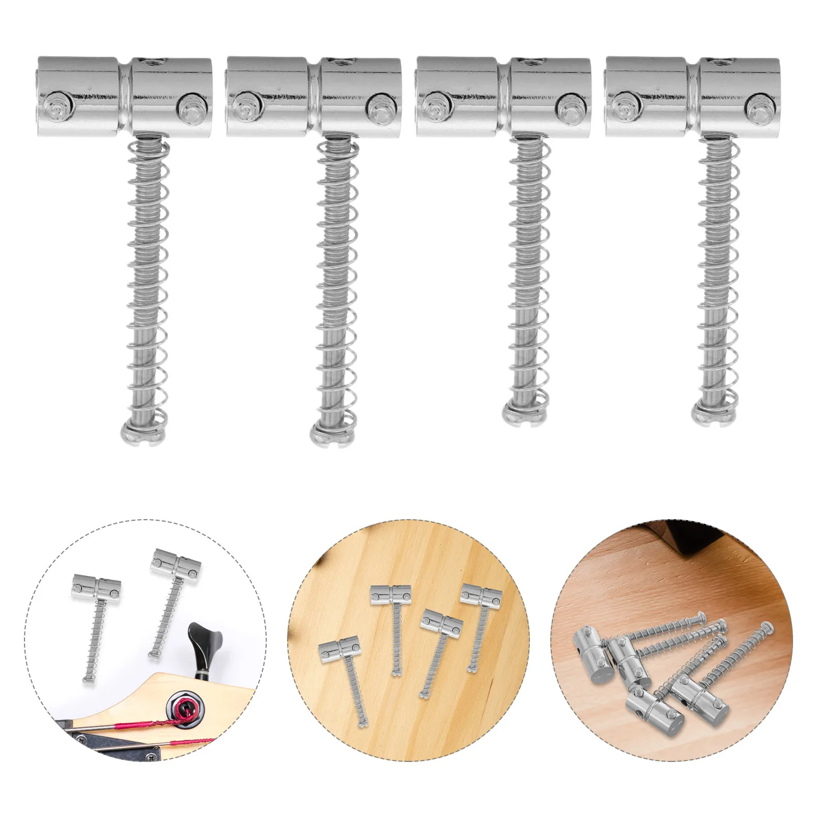 

4Pcs Bass Bridge Saddle for Four-String Electric Guitar Silver Metal Replacement Parts Bridge Tailpiece Stable Playing