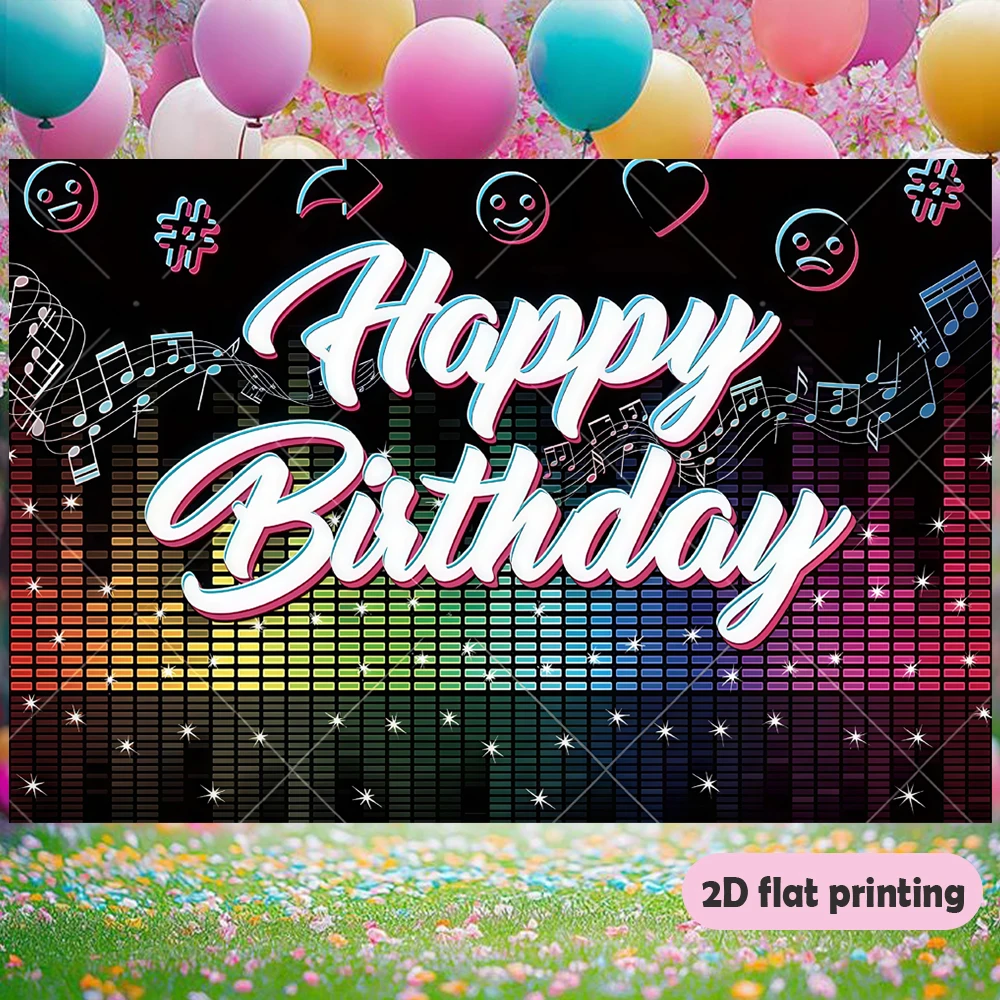 لافتة موسيقى النيون: "عيد ميلاد سعيد"، معادل، ملاحظات موسيقية، إيموجيس، نجوم. أي موسم، المدخلات.