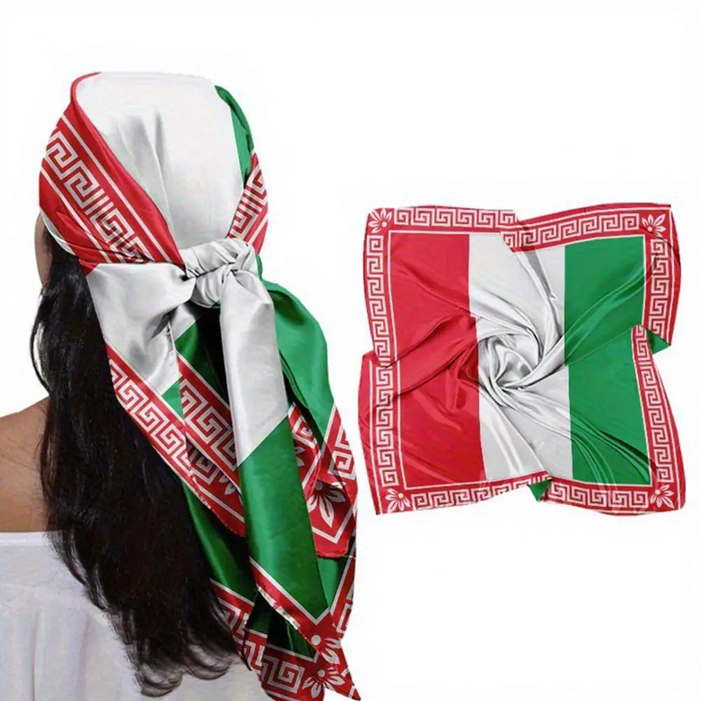 Versatile Fashion Scarf Turban Hat Italian Flag Scarf 35x35 Soft Flowing Headscarf Bandanas Fashion Accessory for Hair Neck