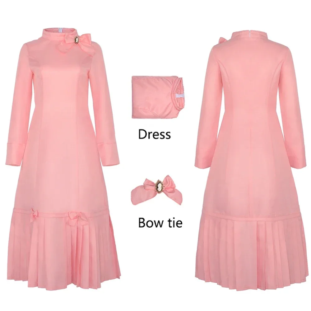 

Movie Magic Wizard School Witch Cosplay Costume Dolores Umbridge Women Dress Halloween Carnival Party Pink Dressess Adult Skirt