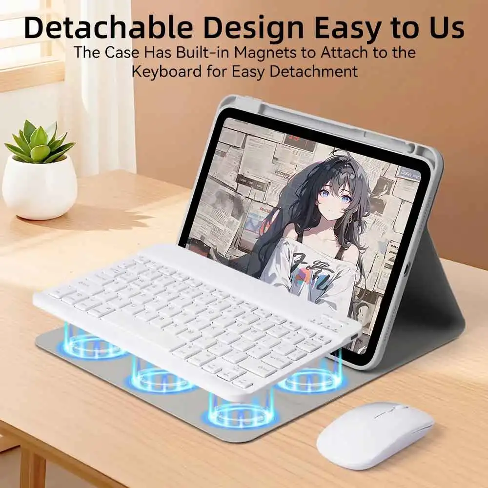 For Samsung Galaxy Tab S10 Lite/S10 FE/S9 FE/S9 360° Rotation Acrylic Detachable Magnetic Tablet Keyboard Case