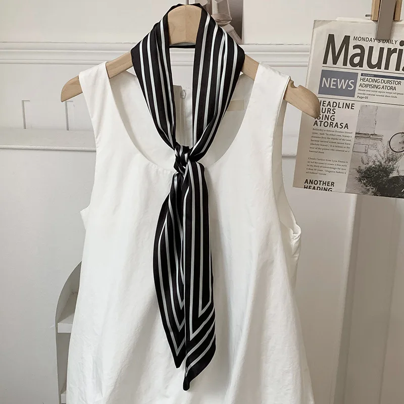 

Premium Multifunctional Print Scarf Women Spring Summer New Long Small Silk Blouse Tie Ribbon Belt Hair Band
