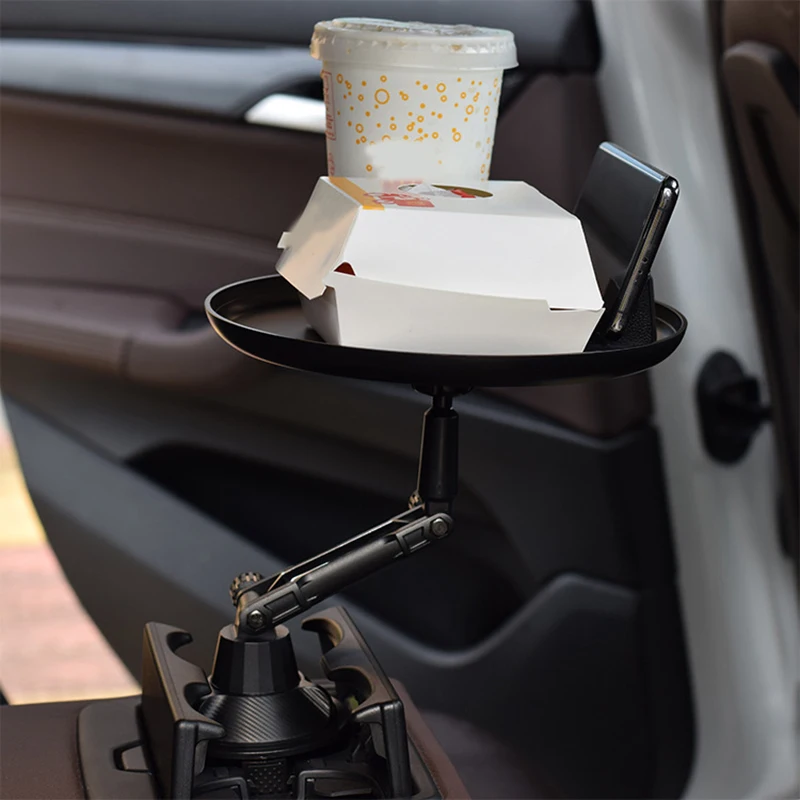 Cup Holder Tray For Car Multifunctional Adjustable Vehicle-Mounted Dining Table Mobile Phone Bracket Easy Installation