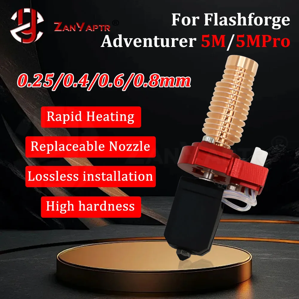 

For Flashforge Adventurer 5M Latest Upgraded Hotend Nozzle Kit AD5M pro Ceramic Heating Block Hardened steel nozzle Kit