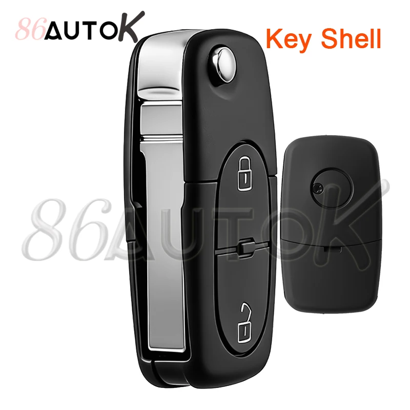 Car Key Shell Case For Audi A2 A3 A4 A6 A8 Quattro Old Models Replacement Flip Key Fob 2 Buttons Folding Remote Key Case Shell