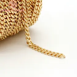 (6330) 50CM Width 7MM 24K Gold Color Plated Brass Necklace Chains Bracelet Chains High Quality Jewelry Accessories Wholesale