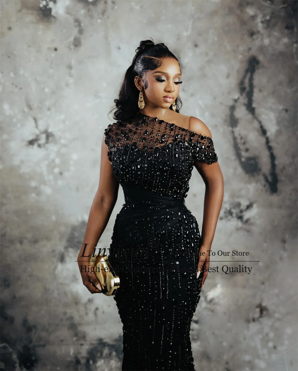 Aso Ebi Mermaid Prom Dresses Luxury Sequined Beaded Crystal Women Evening Gowns Long Off Shoulder Court Train Party Gala Dress