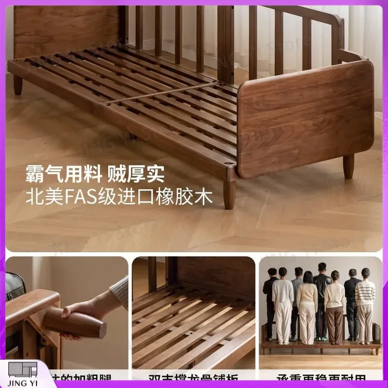 Nordic Retro Leather Sofa First Layer Cowhide Solid Walnut Wood Frame Living Room Three Seater Small Apartment Sofa for Home