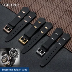 Silicone Watch Barcelet Watch Accessories Band For BVLGARI DP42C14SVDGMT Convex 8mm Rubber Strap Men and Women