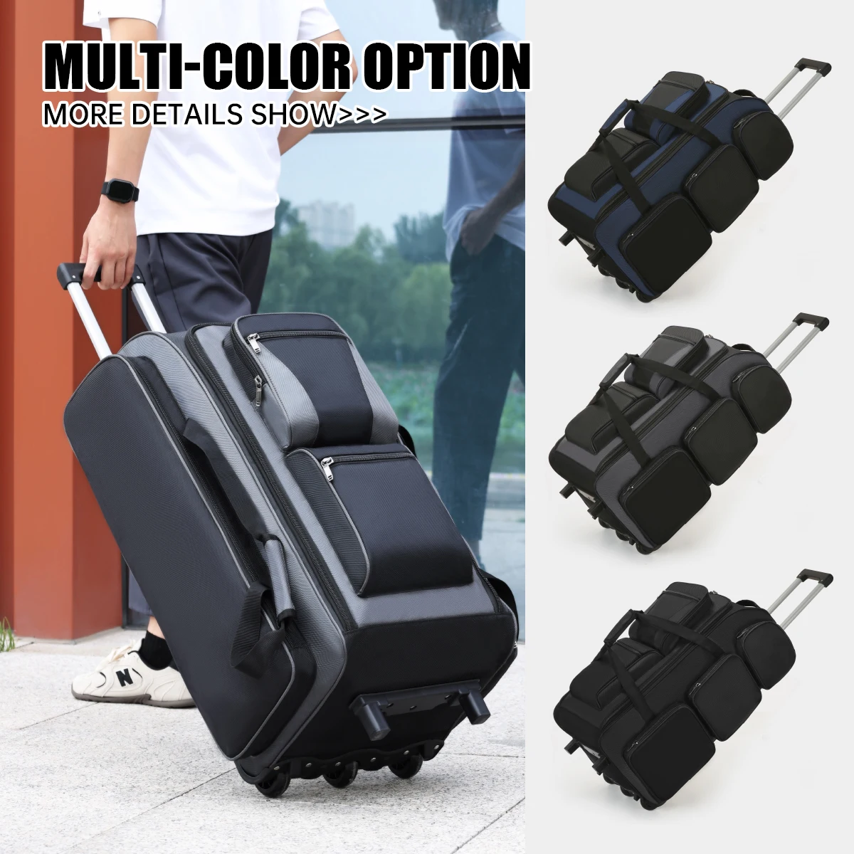 Storage Luggage Bag for Women, Foldable Fashionable Trolley Bag, Large Capacity, Lightweight Handbag for Men, Short-Distance Travel Bag, Carry-On Travel Bag for Overseas Work