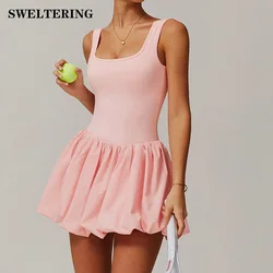 Naked Fake Two-piece Sports Dress Women's Workout Jumpsuit Yoga Set Anti Glare Base Outdoor Running and Fitness Tennis Skirt