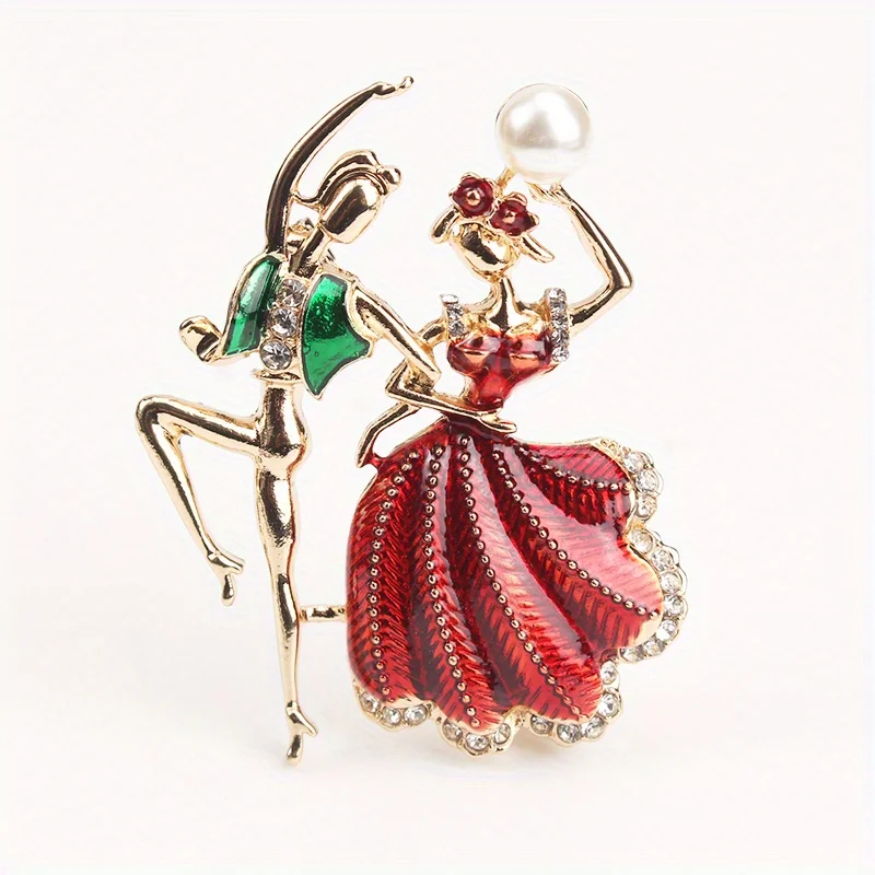 Retro Dripping Oil Creative Personality Sense of Luxury Dancing Ballet Cute Cartoon Brooch - view 5
