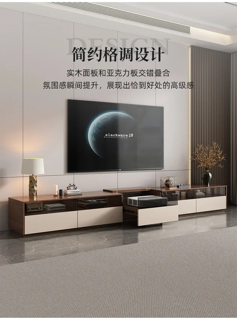 Light luxury laser TV cabinet coffee table combination small apartment projector living room floor cabinet