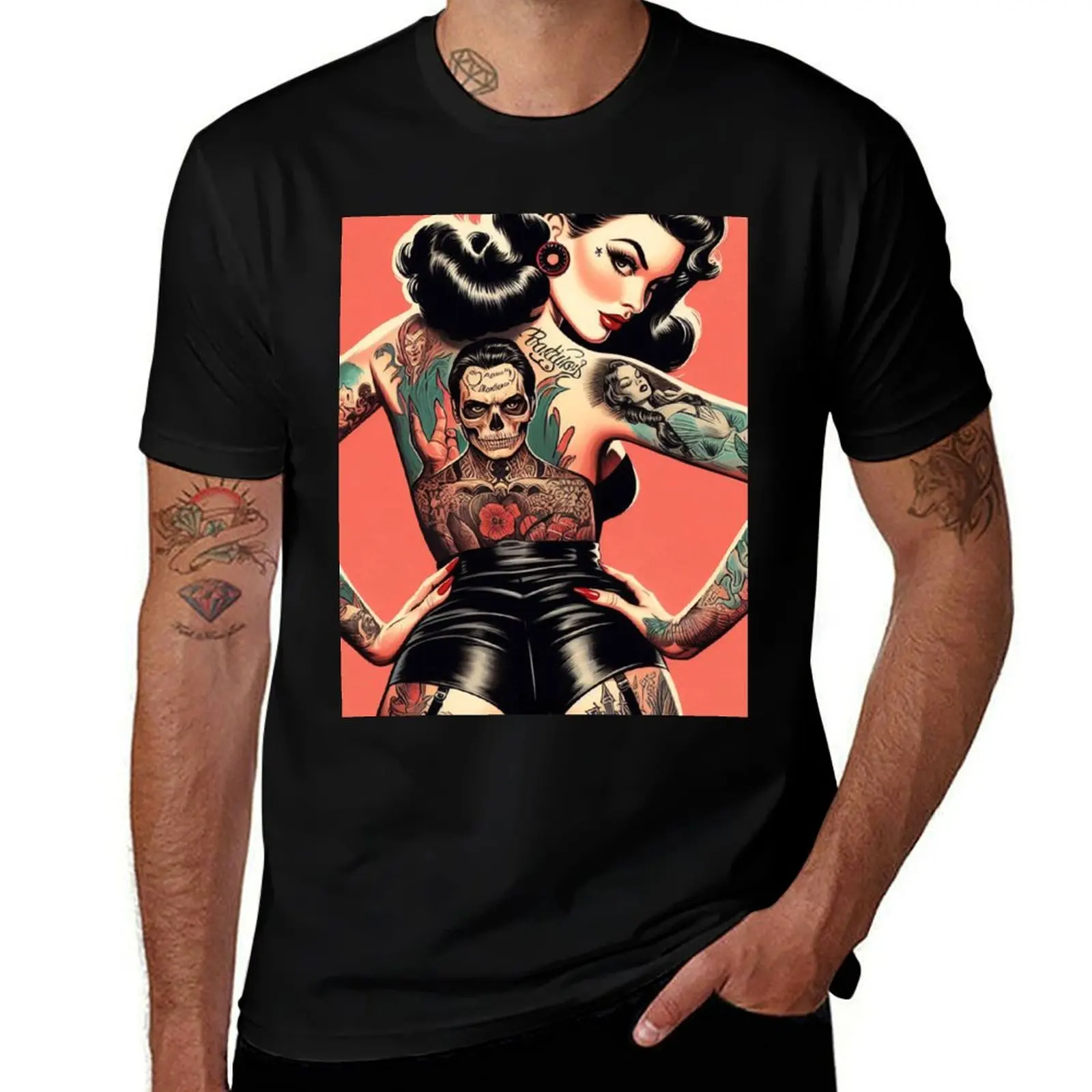 Retro Sexy Tattoo Pin-up T-Shirt Summer Holiday Casual Tee T-Shirt