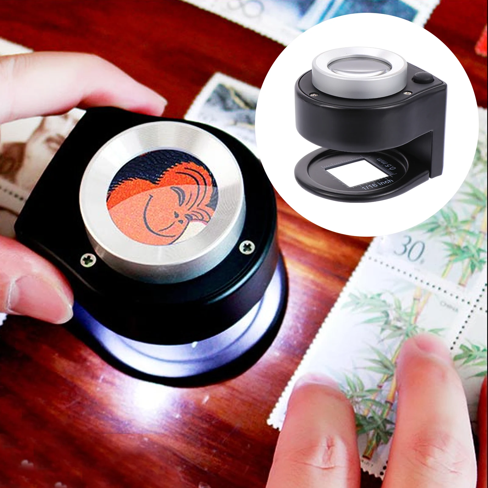 

Professional Desktop Magnifier LED Desktop Magnifying Glass 30x Double-Sided Lenses Optical Observation Instrument Reading