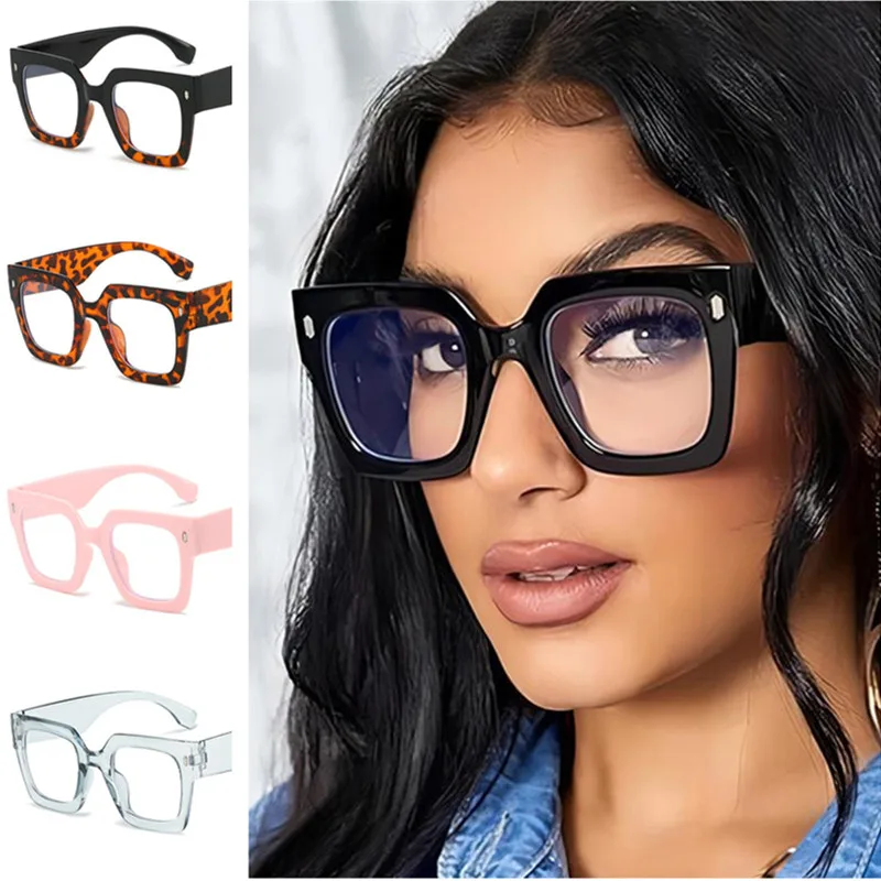 

NEW Anti-Blue Light Glasses Women Optical Eyewear Oversize Frame Spectacles Eyeglasses Rice Nails Ornamental