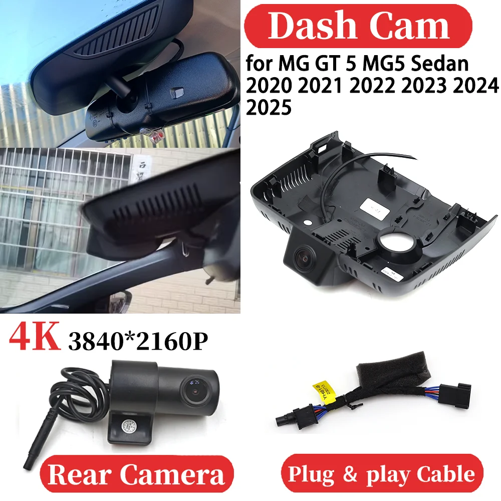 

for MG GT 5 MG5 Sedan 2020 2021 2022 2023 2024 2025 Car Front＆Rear 4K Video Recorder DVR Dash Cam Dashboard Camera Night Vision