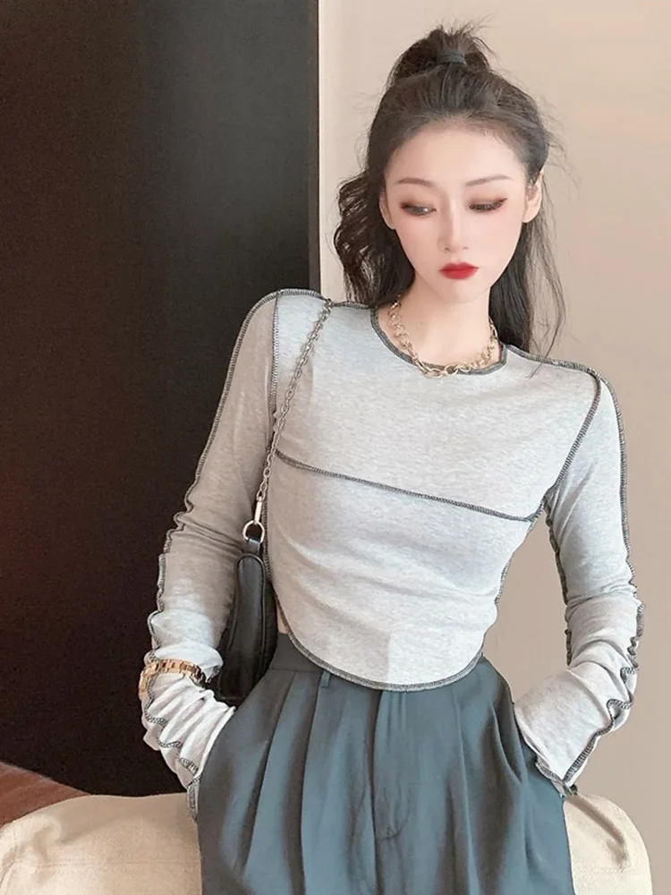 Long Sleeve T-shirts Women O-neck Skinny All-match Design Tops Female Tees Clothes Cozy Classic Spring Daily Basic Popular Teens