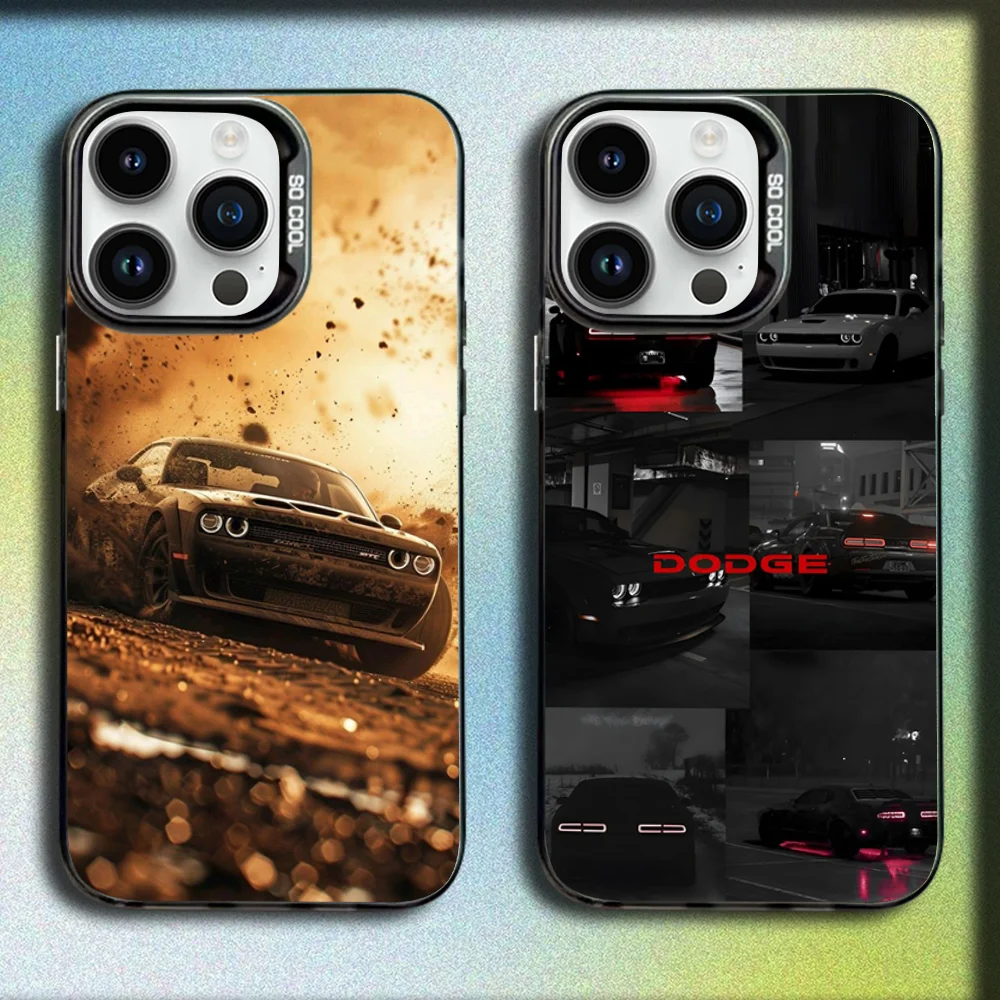 

Car D-Dodge Challenge SRT Phone Case For iPhone 16,15,14,13,12,11,Mini,Pro,SE,MAX Gray Matte Silicone Black Cover