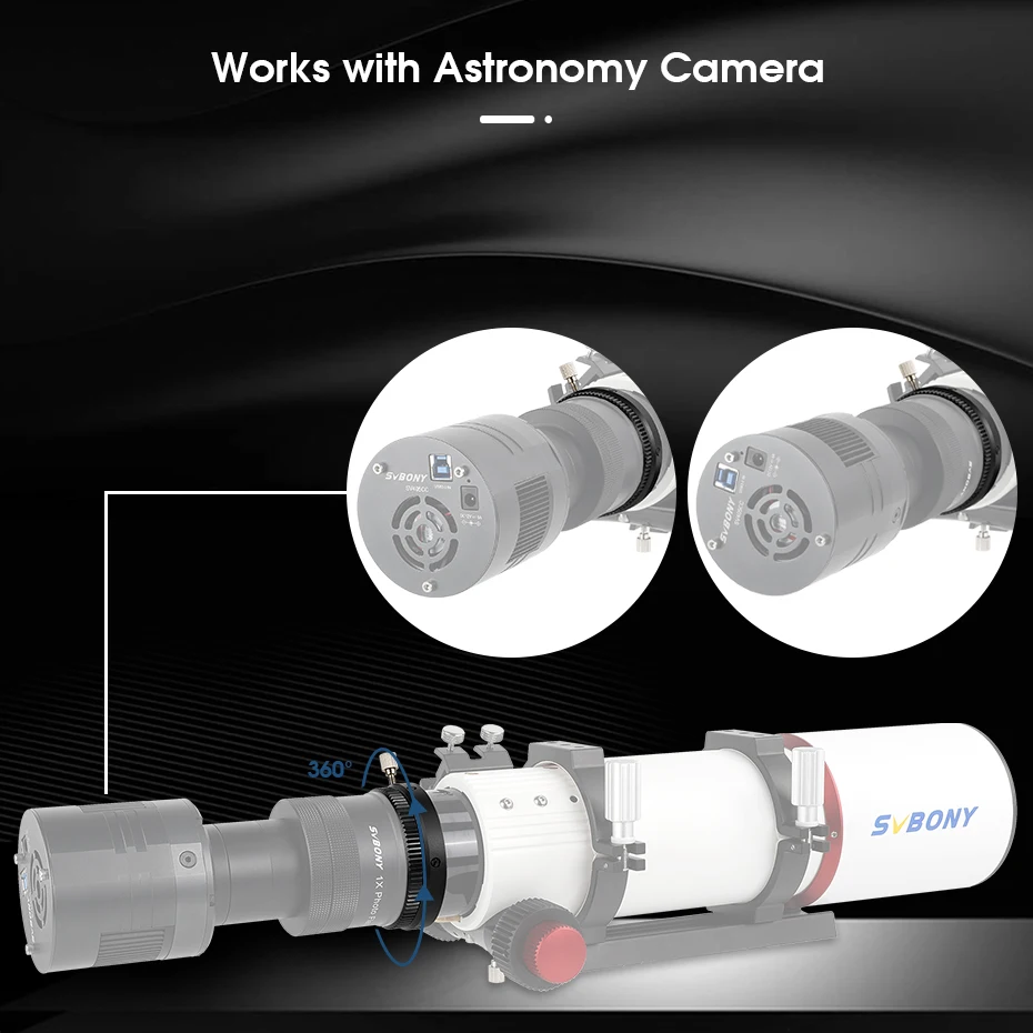 SVBONY SV210 M63 CAA 360 ° Rotator-Kamera-Winkeleinsteller für SV550 80F6, visuelle Drehung – Detail 6