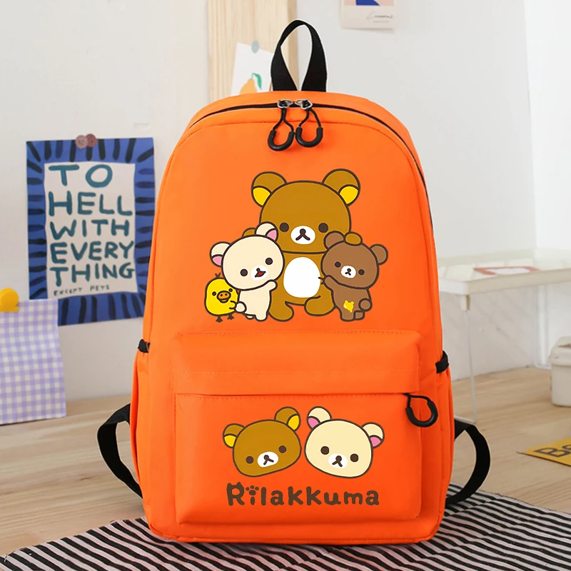 

Rilakkuma Backpack Cartoon Character Printed Shoulder Bag Student Kawaii Portable Stationery Storage Bags Back To School Gifts