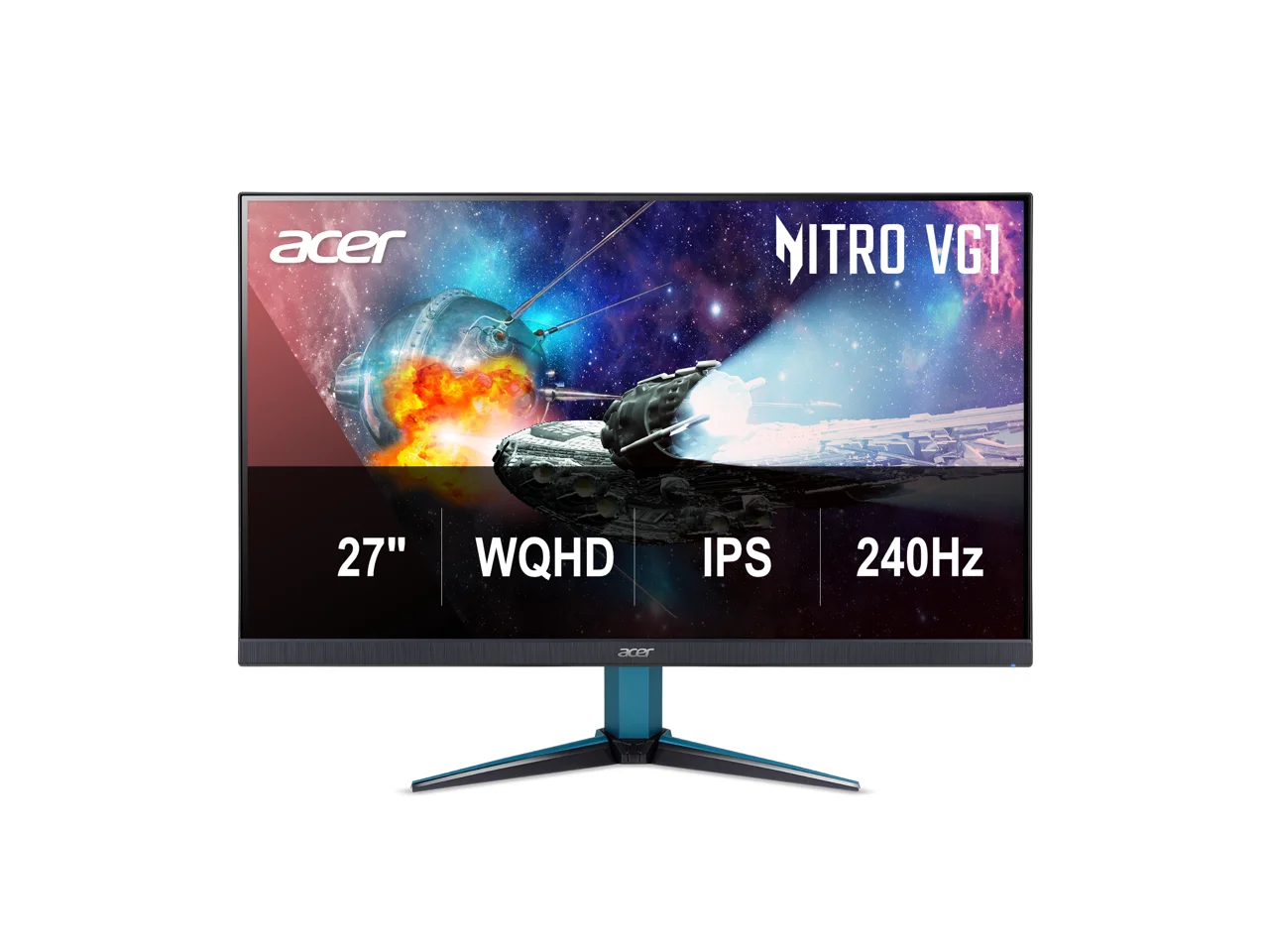 Acer Nitro 27" WQHD 2K 1440P 240HZ IPS 0.5ms with AMD FreeSync Premium HDR400 Gaming Computer Monitor with Speakers VG272U W2BMIIPX