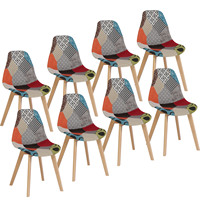 EGOONM A Set of 8 Dining Chairs Scandinavian Style Design Kitchen Ergonomic Wooden Dining Chair Leisure Furniture Multicolour
