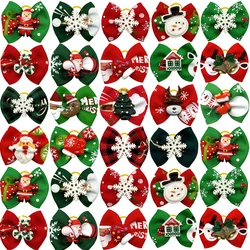 50/100PCS Christmas Decorate Dog Hair Bows Santa Clause Pet Hair Accessories Bows Rubber Bands for Small Dog Christmas Supplies