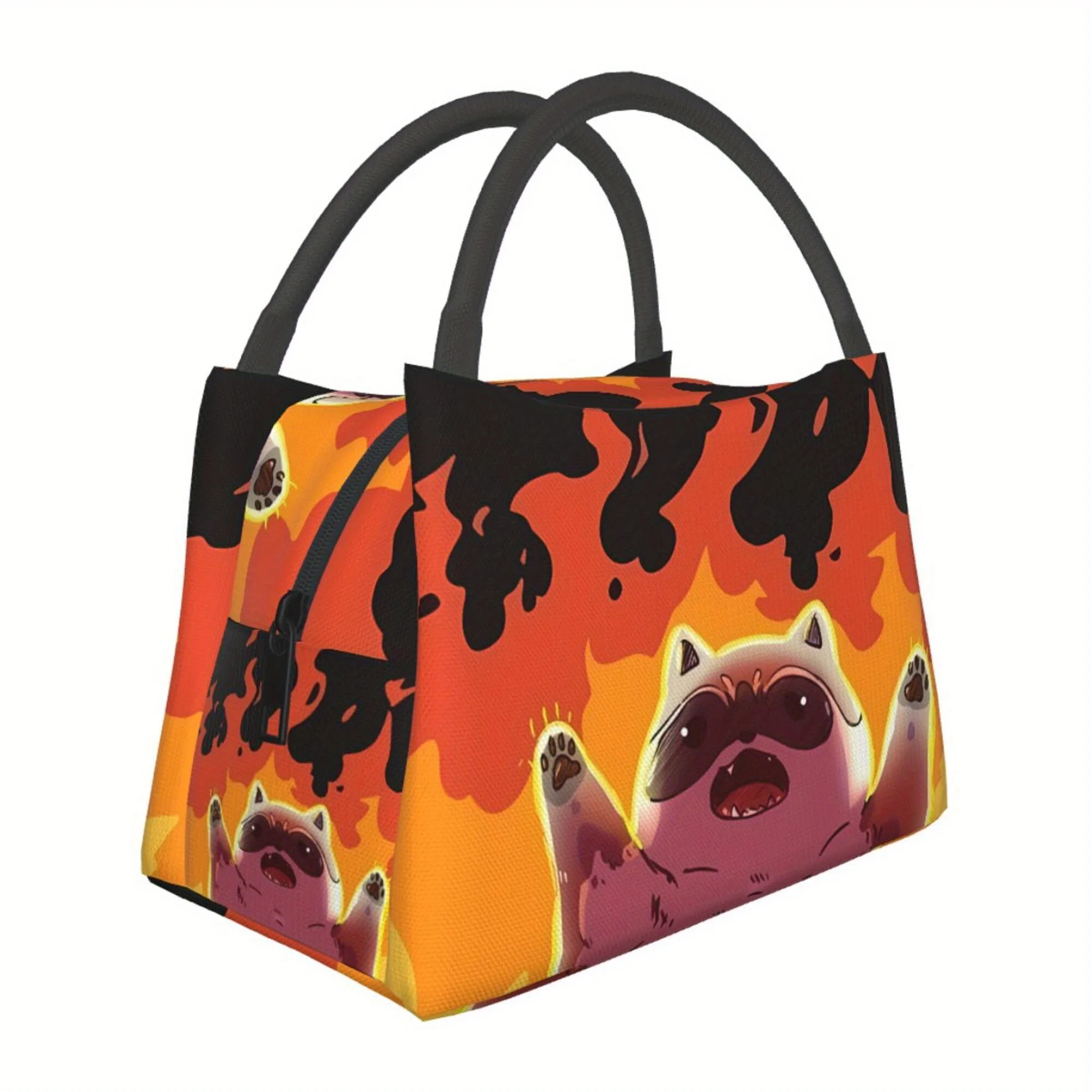arsonist-raccoon-pattern-bolsa-termica-portatil-reutilizavel-lancheira-isolada-essencial-para-acampamento-piquenique-praia-adequada-para-ho