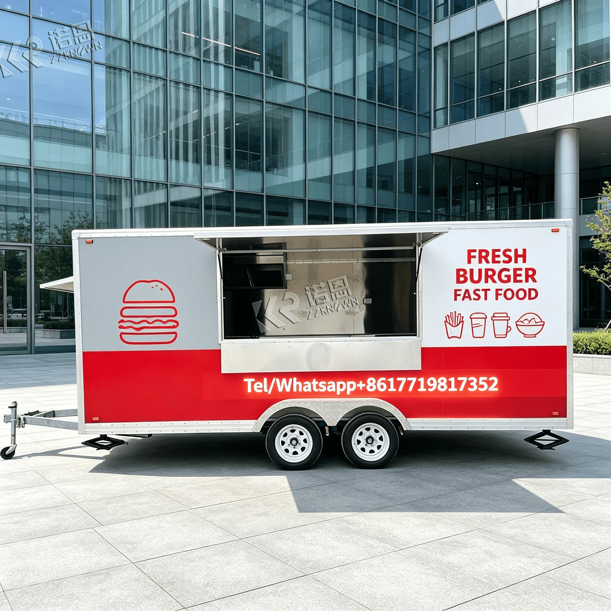 Custom Fully Equipped Stainless Steel Rust Resistant Hot Dog Coffee Truck Concession Food Trailer for Sale USA for Fast Food