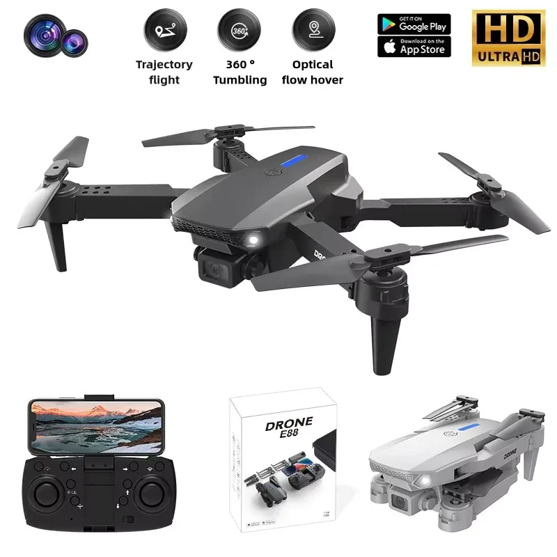 2025 E88 Professional Wide Angle RC Dron HD 4K Camera Mode Foldable Helicopter Aircraft Quadcopter Drone Kid Gift Toys