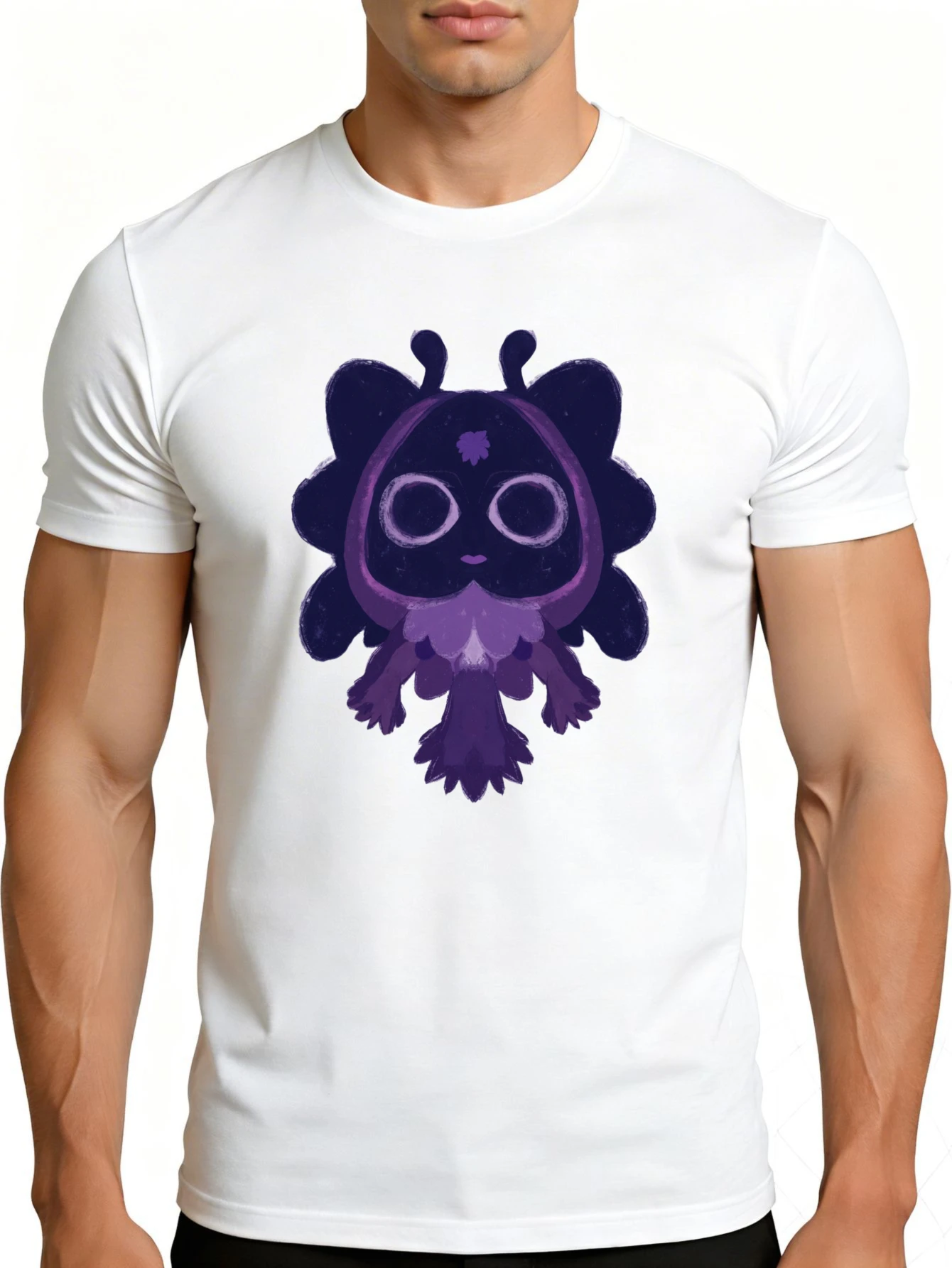Men's Graphic T-Shirt - Breathable, Soft, Lightweight - Big-Eyed Purple Creature - Vintage Fun Pattern Casual Short Sleeve Summer Top, Gift for Him