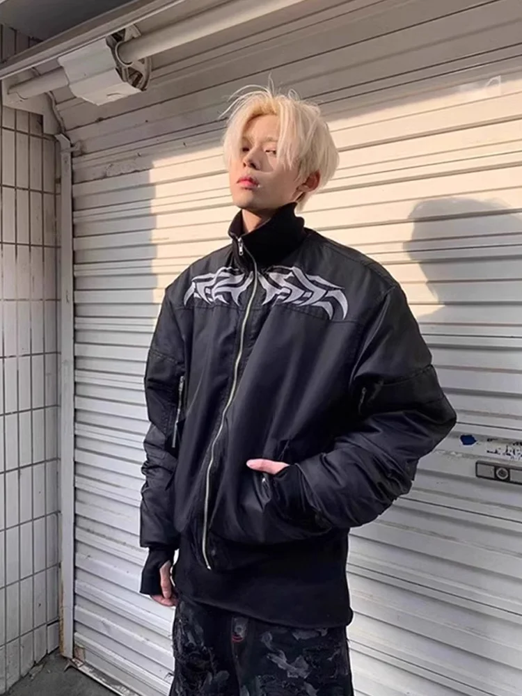 

Retro American Sle Men's ort Jaet Youth Trendy Streetwear Pilot Coat Polyester Nylon Cosite Fiber Zipper Closure Lon...