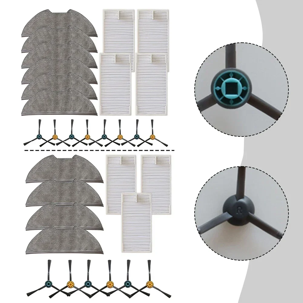 Kit de brosse latérale et de filtre de vadrouille pour Eureka NERE10s E10S, pièces de rechange pour Obode A8, accessoires de remplacement, 1 jeu