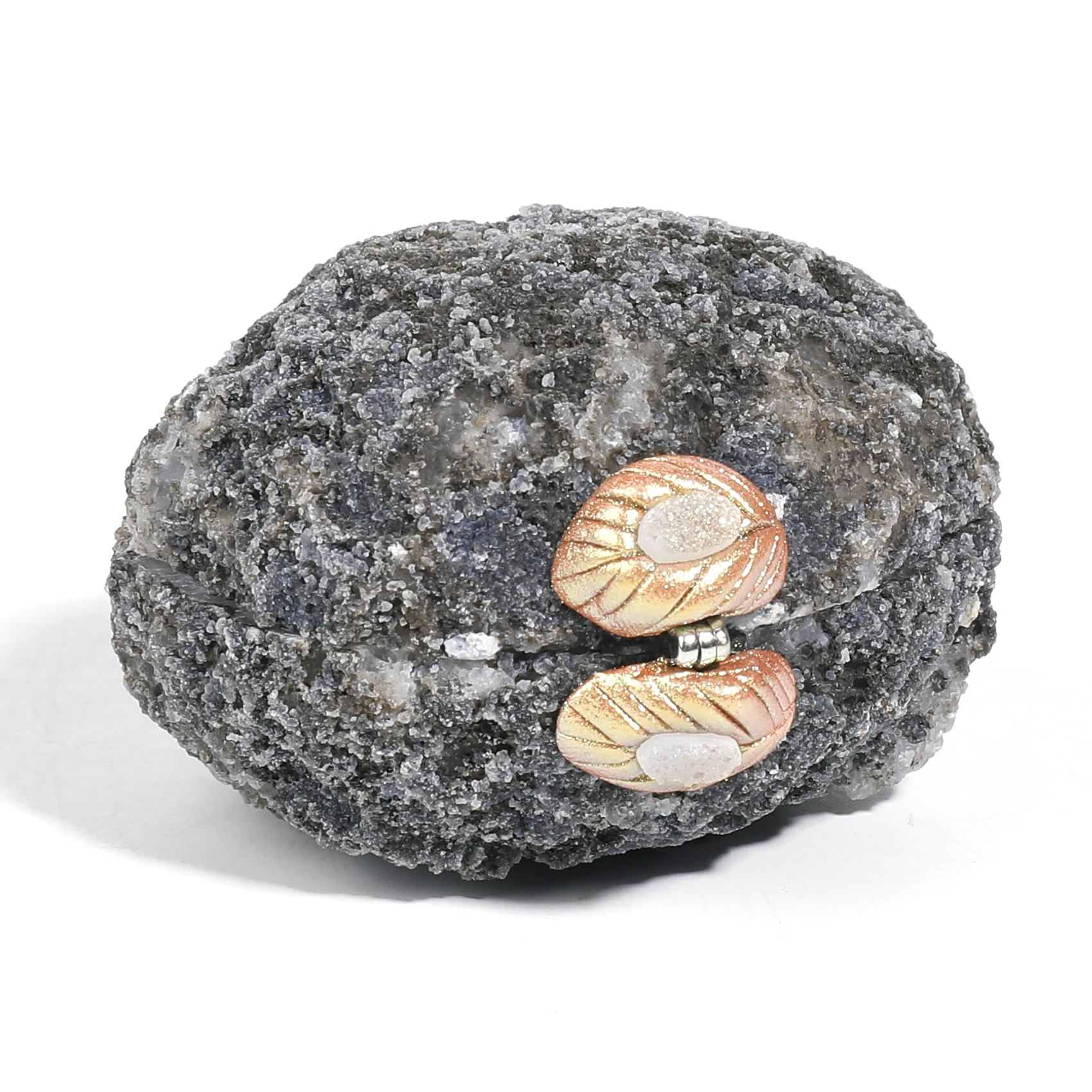 1PC Natural Geode Ring Box Quartz Stones Jewelry Box Wedding Marry Crystals Lucky Agate for Marriage Container