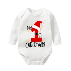 My 1st Christmas Baby Bodysuits Cotton Newborn Xmas Party Clothes Infant Boys Long Sleeve Rompers Baby Girls Print Jumpsuits