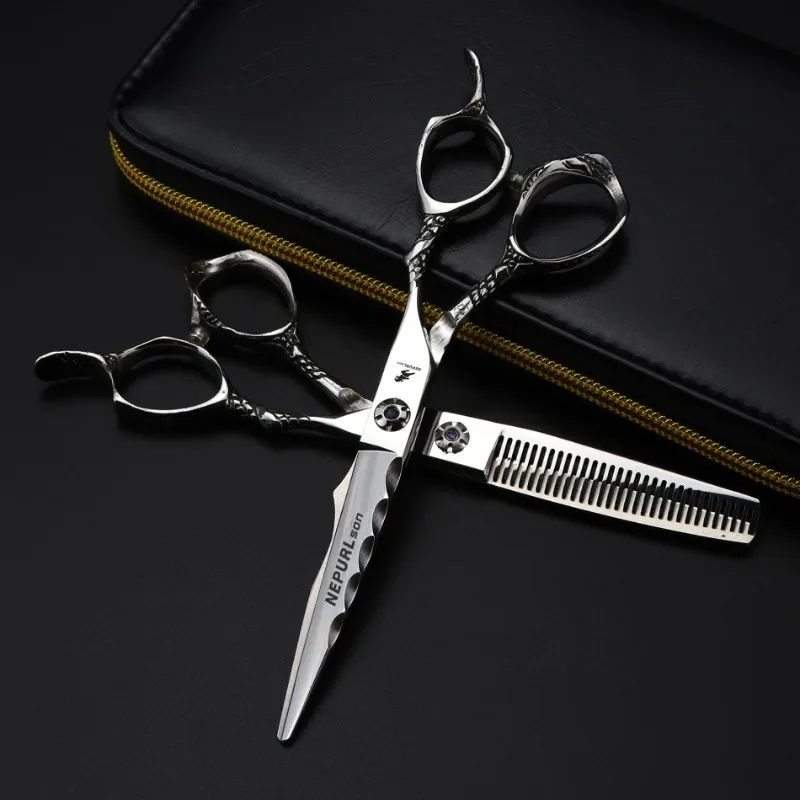 

6 Inch Professional Barber Hair Cutting Thinning Styling Tool Japan 440c Hairdressing Scissors Set Hair Salon Shears