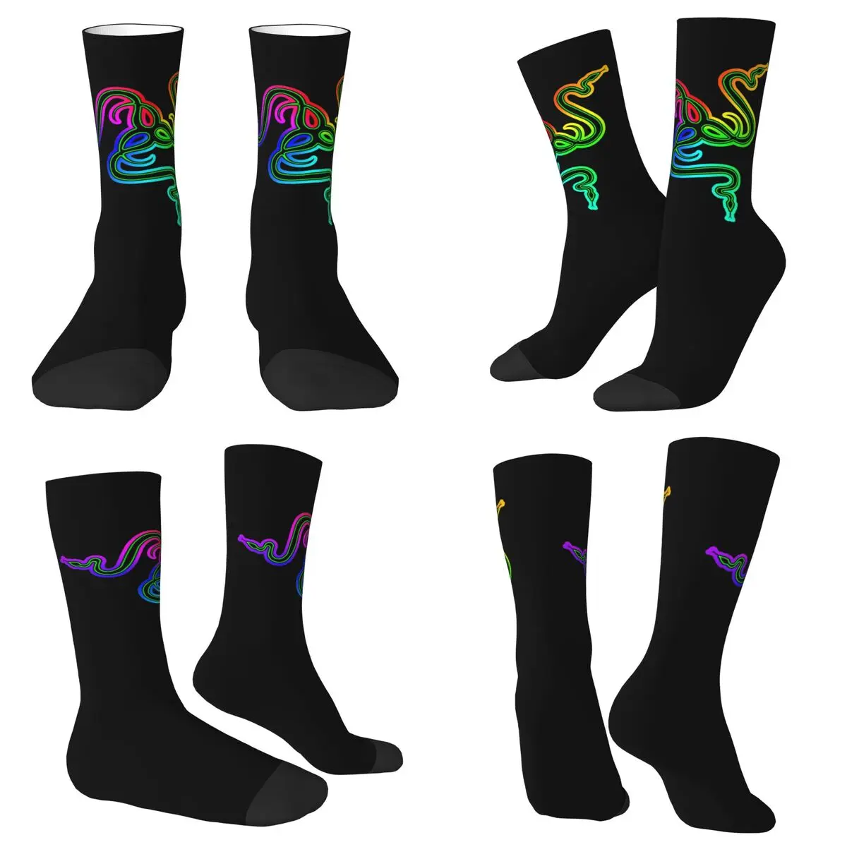 Razer Socks Harajuku Super Soft Stockings All Season Long Socks Accessories for Man's Woman's Christmas Gifts
